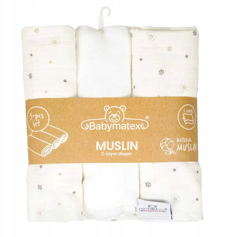 Rankšluostis Multitex Pielucha MUSLIN DESIGN druk 3 pak, roz. 70x80