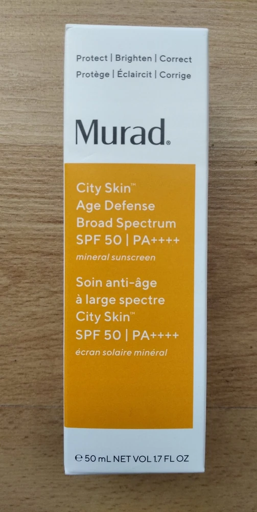 Murad Skincare Murad City Skin Age Defense Broad Spectrum SPF 50 PA++++ koreguojantis apsauginis veido kremas nuo saulės, 50 ml