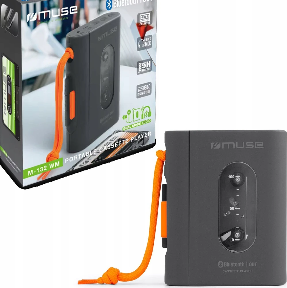 Vaizdo grotuvas „Muse“ | Nešiojamasis kasečių grotuvas | M-132 WM | USB jungtis | „Bluetooth“