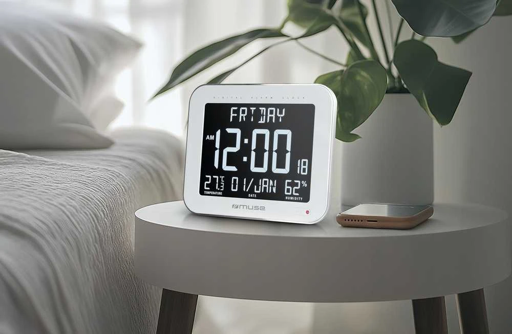 Muse | Sieninis laikrodis with Alarm Function | M-090 WMC | Baltas