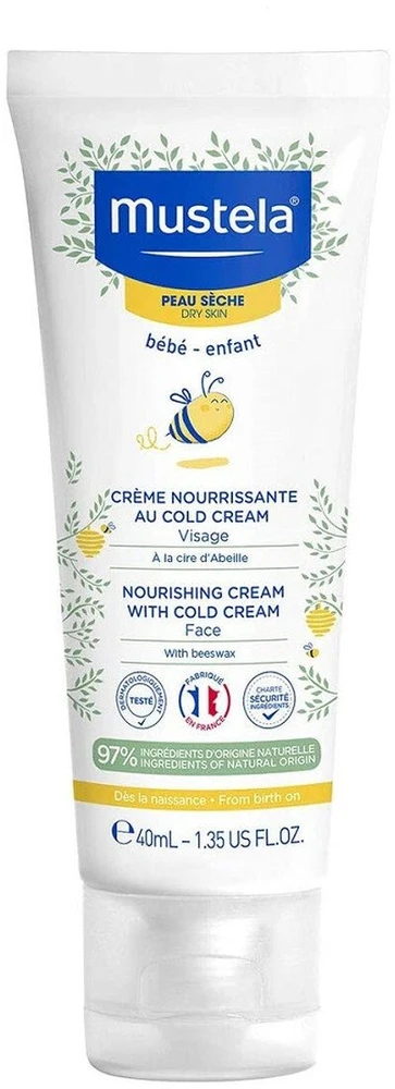 Mustela Cold Kreminis veido kremas su natūraliu bičių vašku, maitinantis, 40 ml