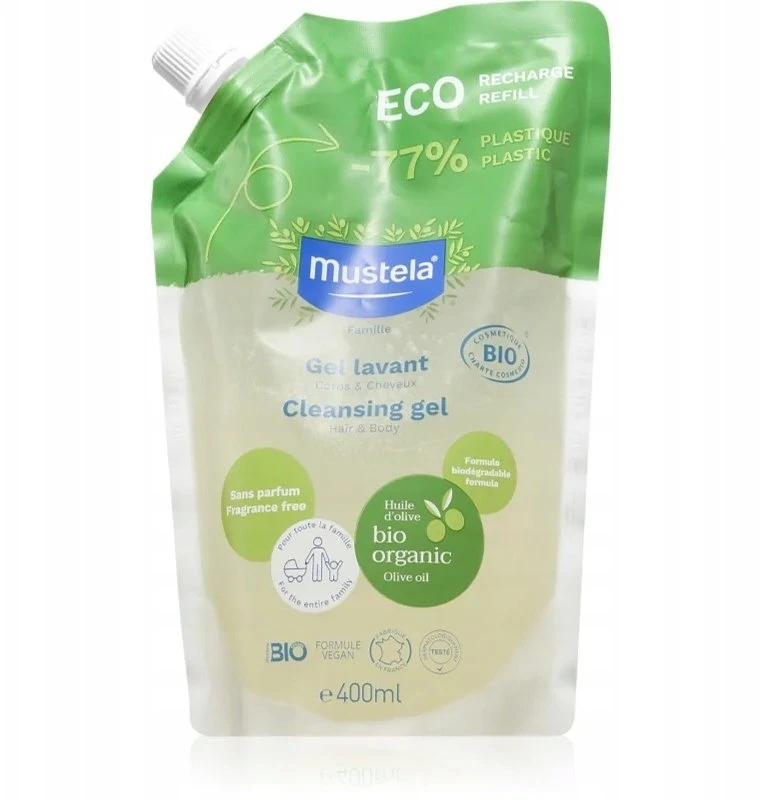 Mustela Bio Gel Šampūnas Refill, 400 ml