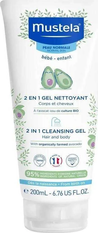 Mustela 2-In-1 Cleansing Gel prausimosi gelis ir šampūnas kūdikiams, 200 ml