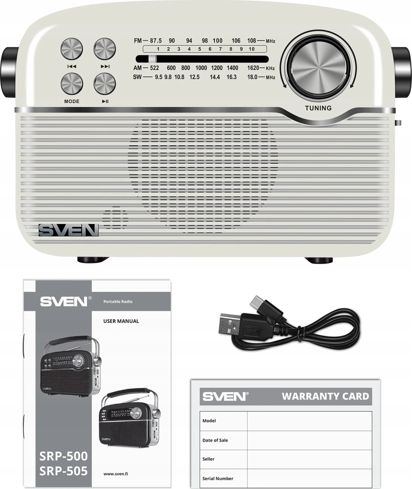 Muzikinis centras Sven SRP-500 przenośne radio belaidės