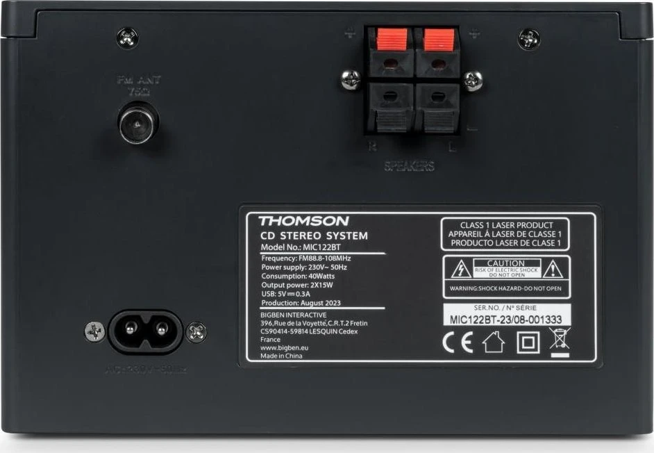 Muzikinis centras Garso Įranga - Thomson Micro System BT Radijas FM/CD/MP3/USB Juodas