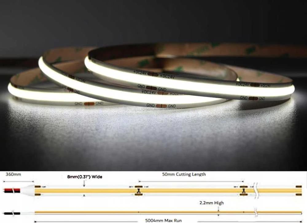 Mw Lighting Mw Apšvietimas TAŚMA LED LED-COB-24V/8W-CW/5M - 6500 K MW apšvietimas