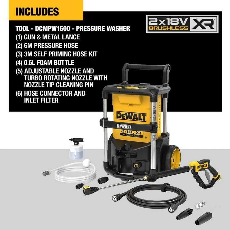 Dewalt aukšto slėgio plovykla DCMPW1600N 2x18V, max 110bar, be akumuliatoriaus ir kroviklio