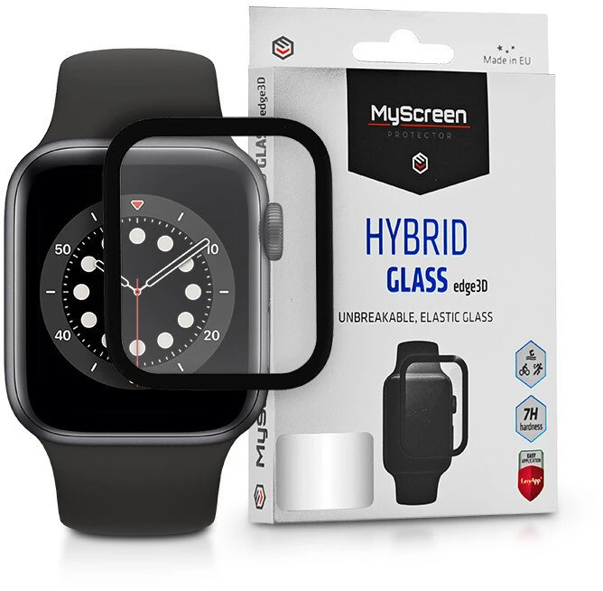 MyScreen Protector Apple Watch 6 44mm - Hibridinis stiklas visam ekranui MyScreen HYBRID GLASS edge3D (juodas rėmelis)