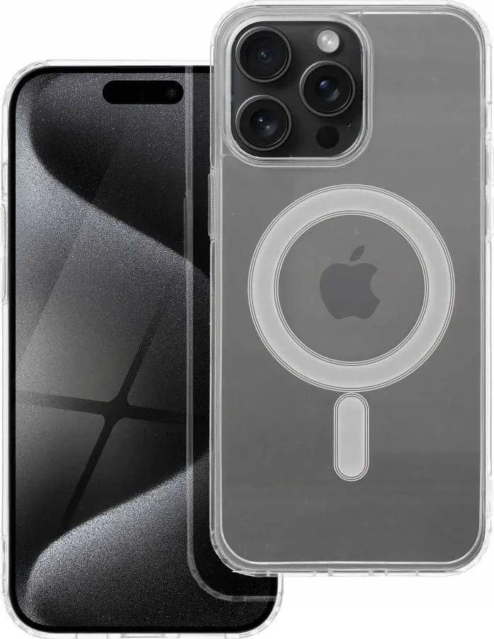MyScreen Originalus „iPhone 15 PRO MAX“ dėklas, skaidrus „Mag“ dangtelis (STR), suderinamas su „MagSafe“ permatomu dangteliu.