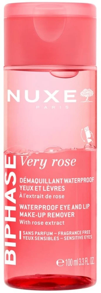 Dvifazis akių ir lūpų makiažo valiklis „Nuxe Very Rose“, 100 ml
