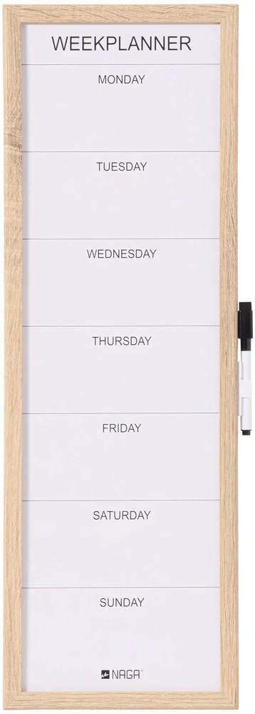 NAGA 20 x 60 cm Whiteboard Week Planner Wood Frame English 20 x 60 cm Whiteboard Week Planner Wood Frame English (14107)