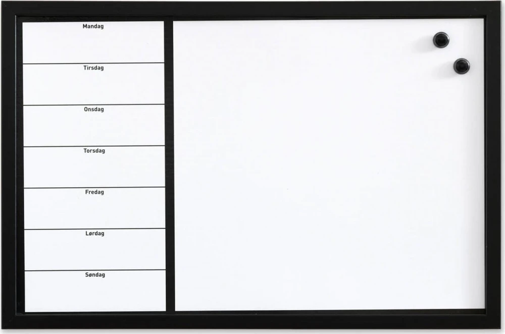 NAGA Magnetisk ugetavle whiteboard 60 x 40 cm dansk Hvid 40x2x60mm (1stk)