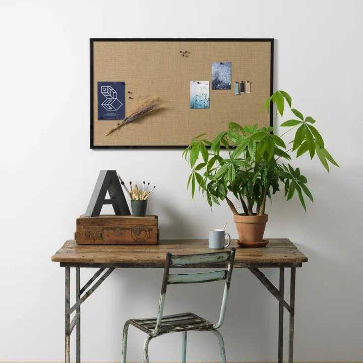 NAGA Opslagstavle hessian med ramme i sort MDF 100 x 60 cm Hessian Sort MDF 100x2x60mm (1stk)