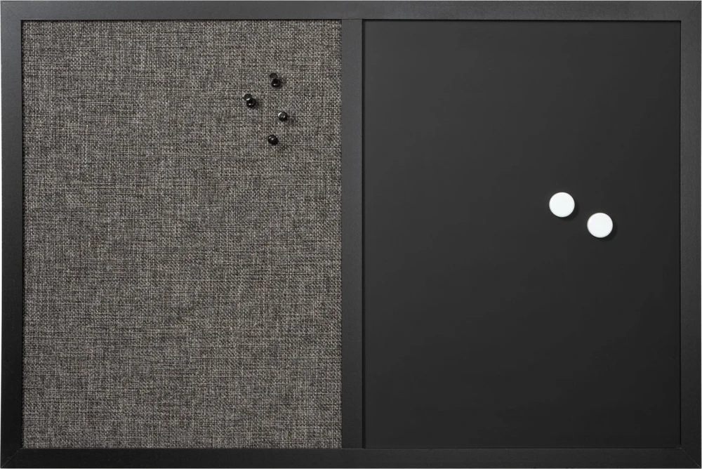 NAGA Opslagstavle med sort hessian og magnetisk kridttavle 60 x 40 cm inkl. 4 kridt 4 pins 2 magneter Hessian Sort 600x15x400mm (1stk)