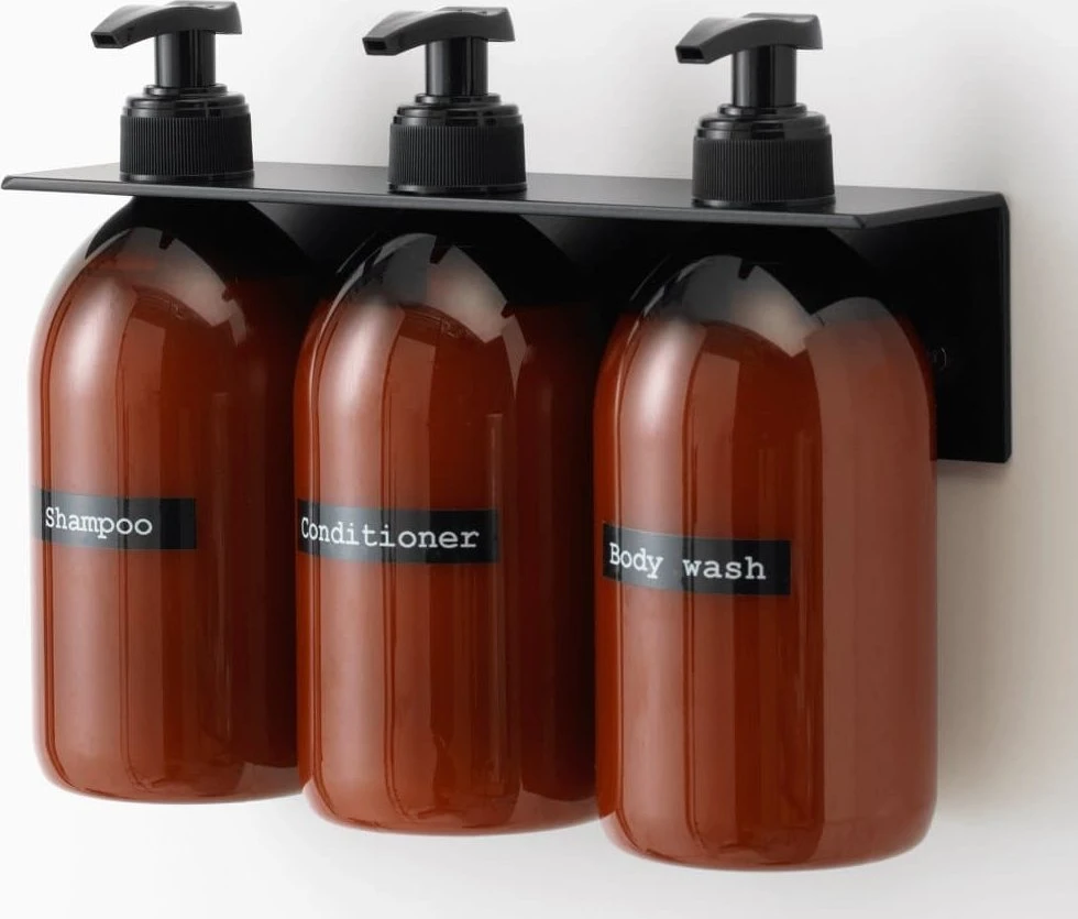NAGA Soap holder for wall juodas - for 3 bottles