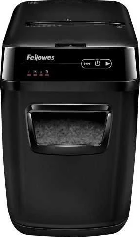 Juodas Fellowes AutoMax 150C smulkintuvas su durelių langeliu