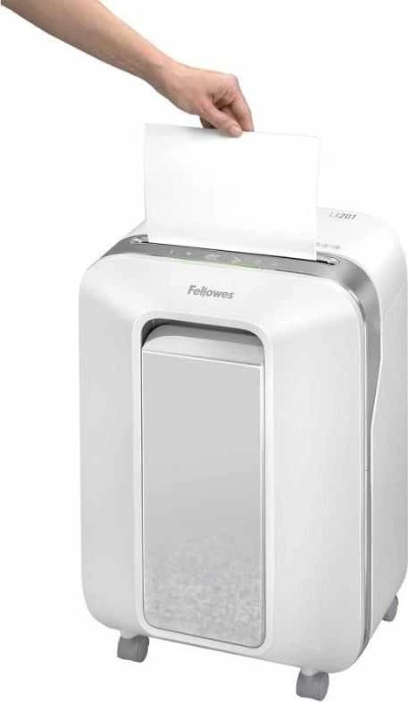 Naikintojas Fellowes LX201 su dokumentu tam tikru momentu