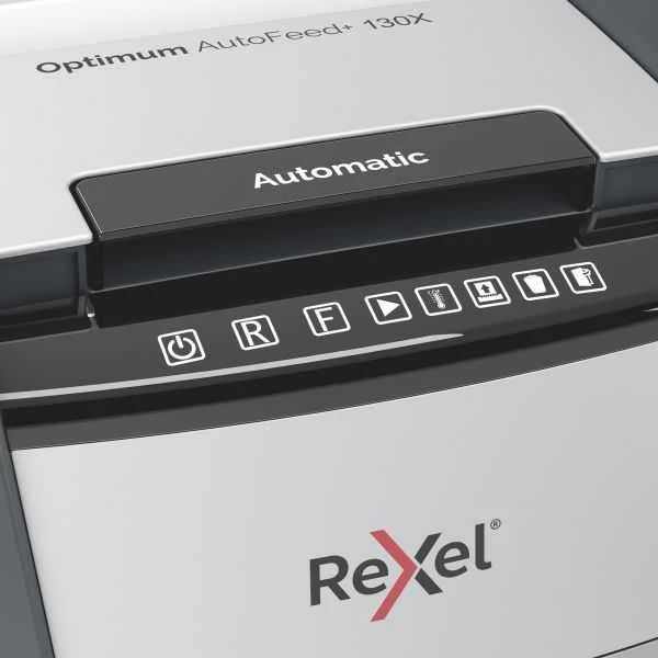 Rexel Optimum AutoFeed+ 130X Dokumentų naikiklis, Cross shredding, 4x28 mm, 55 dB, P-4, 44 L, Juoda