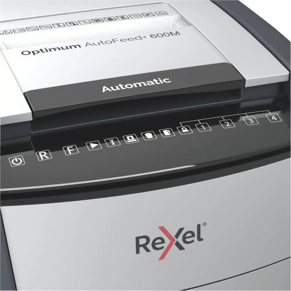 Rexel AutoFeed+ 600M Dokumentų naikiklis Micro cut shredding 2x15mm P-5 110L, 55 dB, Pilka/Juoda