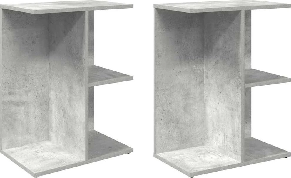 Naktinės spintelės, 2vnt., pilka, 46,5x29x61cm, mediena