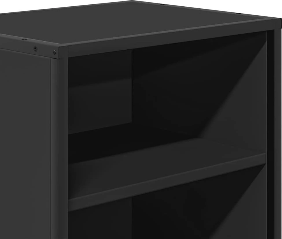 Spintelės prie lovos 2 vnt Juodos 40x31x50cm Mediena ir metalas
