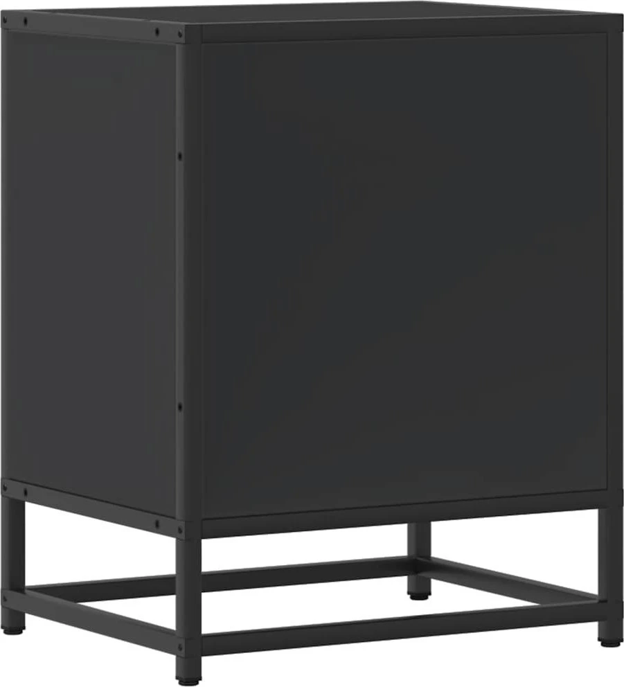 Spintelės prie lovos 2 vnt Juodos 40x31x50cm Mediena ir metalas