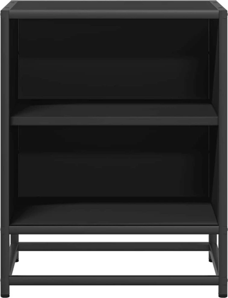 Spintelės prie lovos 2 vnt Juodos 40x31x50cm Mediena ir metalas