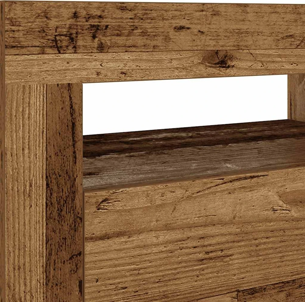 Spintelės prie lovos 2 vnt su šviesos diodais Old Wood