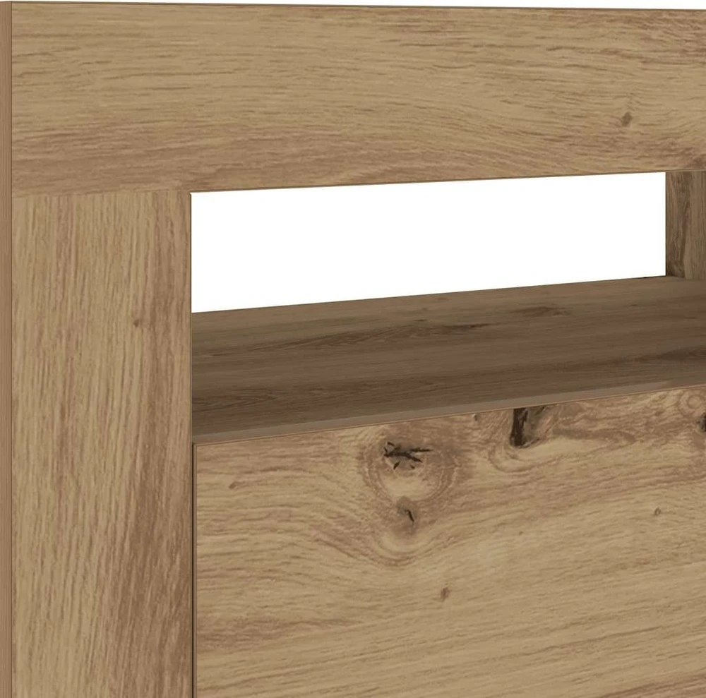 Spintelės prie lovos 2 vnt su šviesos diodais Artisan Oak