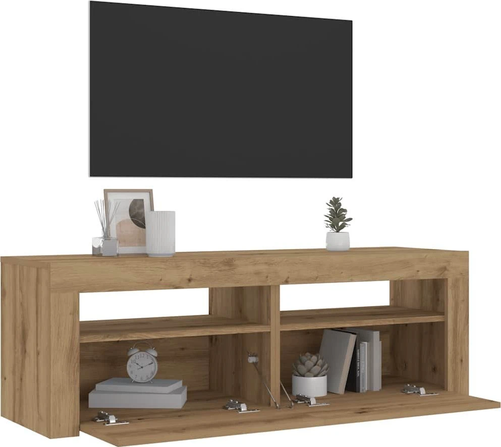 Spintelės prie lovos 2 vnt su šviesos diodais Artisan Oak