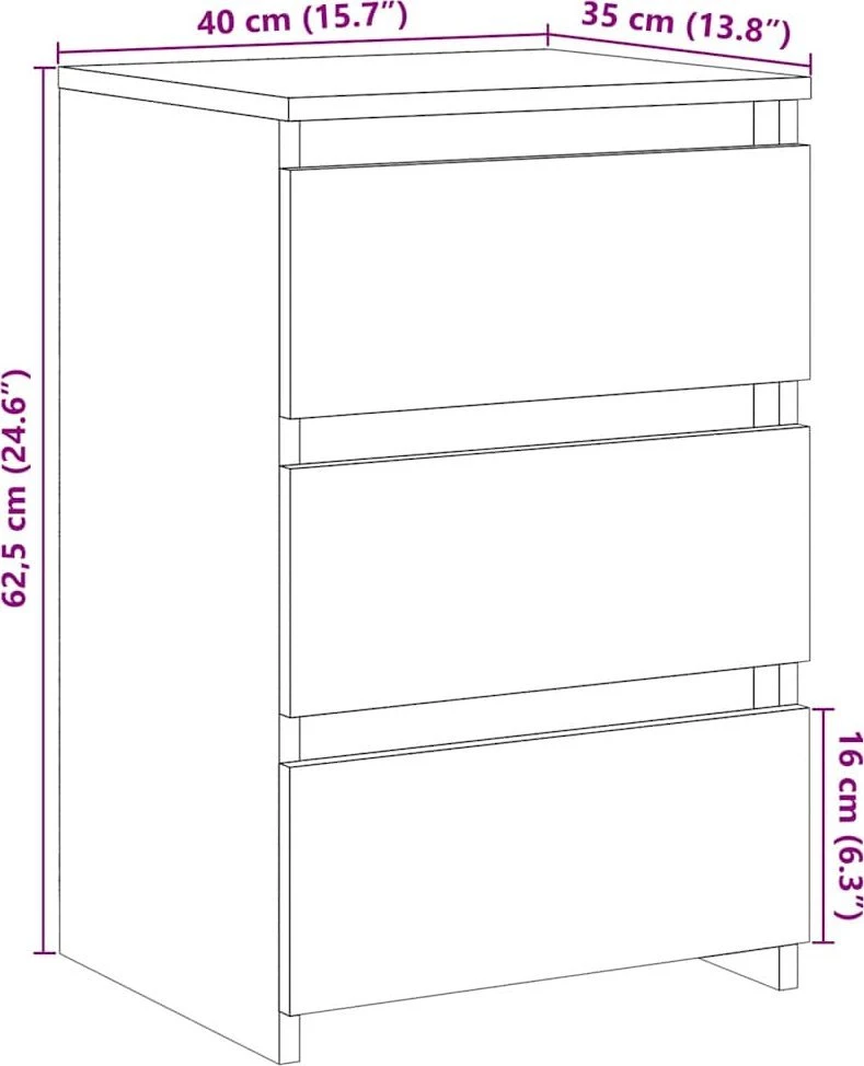 Spintelė prie lovos Old Wood 40x35x62,5 cm Engineered Wood