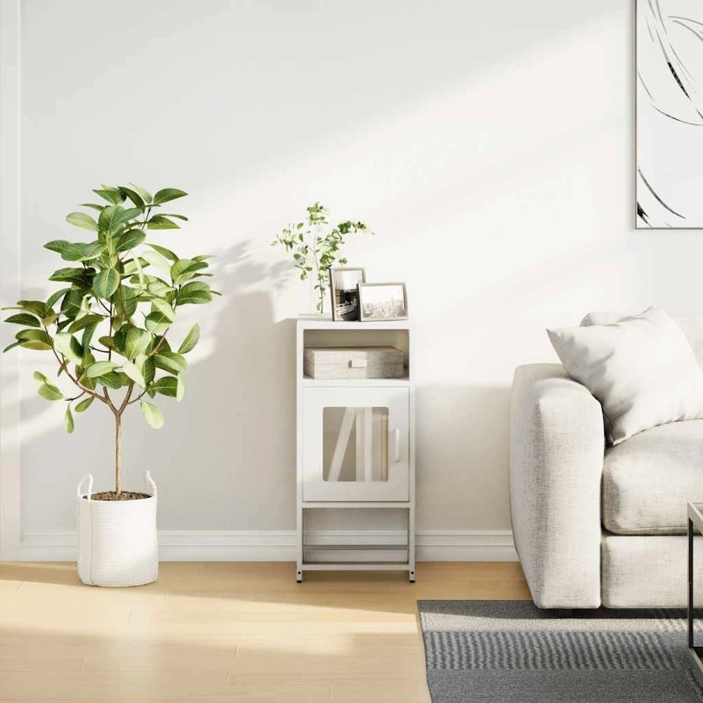 naktinė spintelė balta 36x39x78 cm šaltai valcuotas plienas