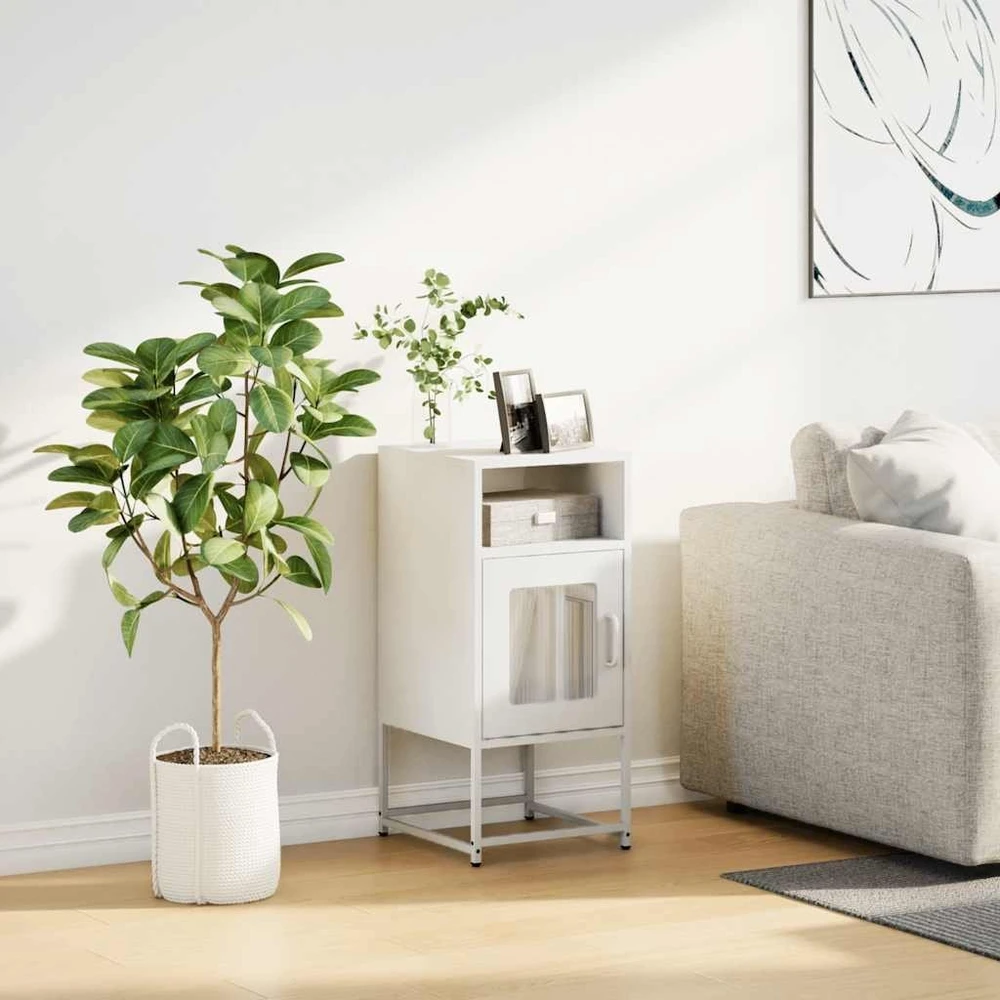 naktinė spintelė balta 36x39x78 cm šaltai valcuotas plienas