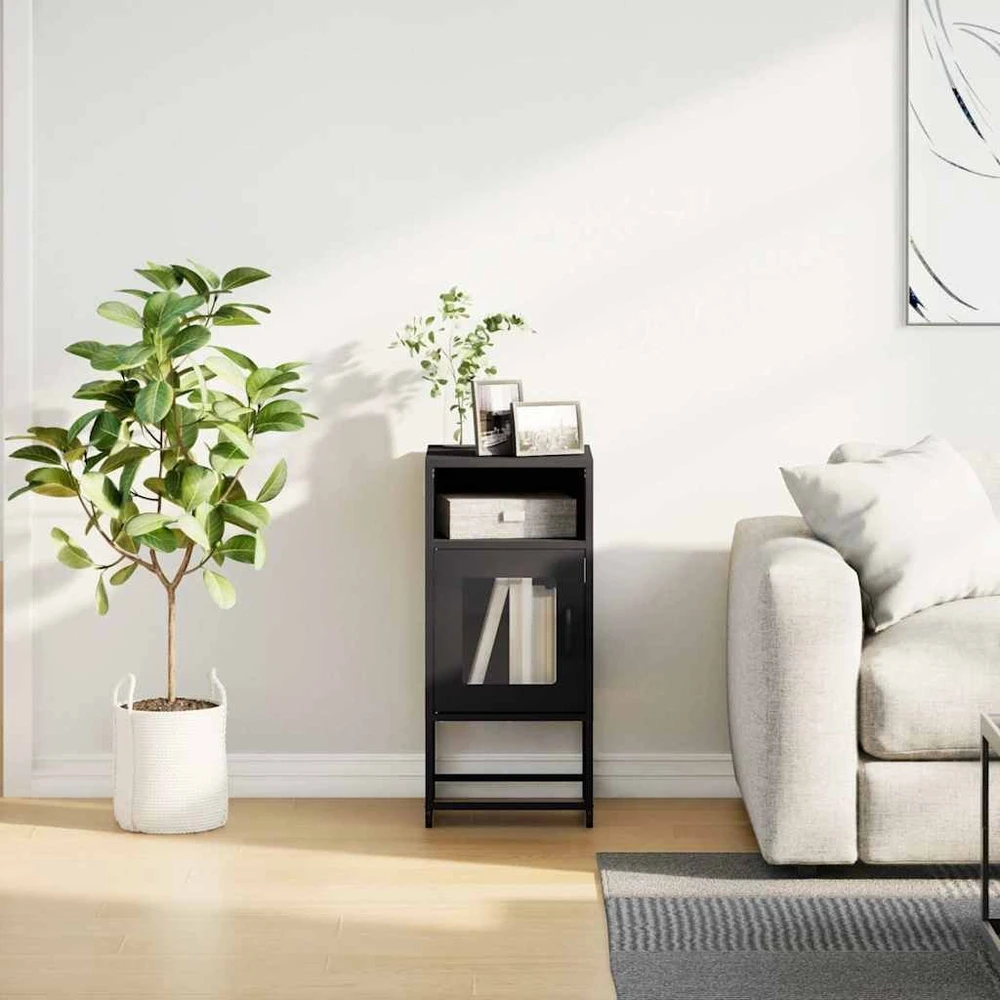 naktinė spintelė juoda 36x39x78 cm šaltai valcuotas plienas