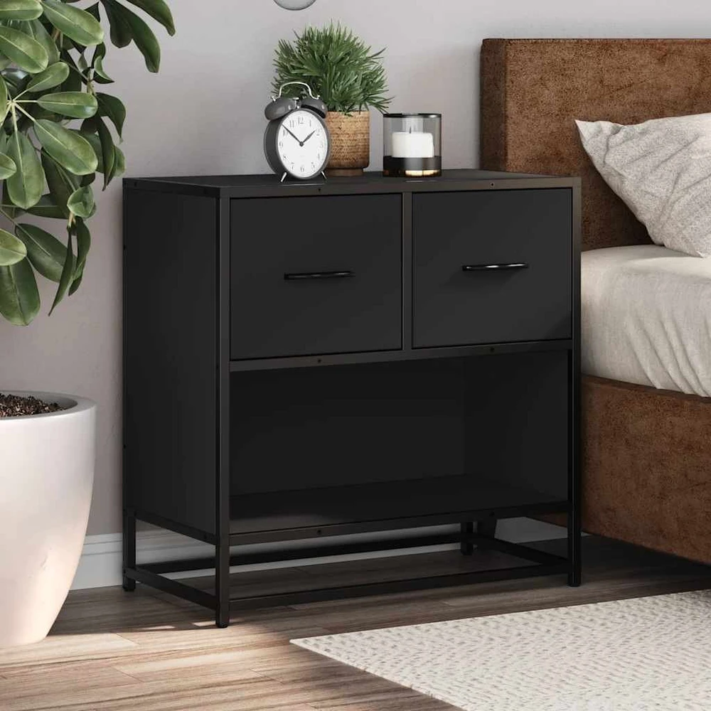 naktinė spintelė Juoda 60x31x60 cm Mediena ir metalas