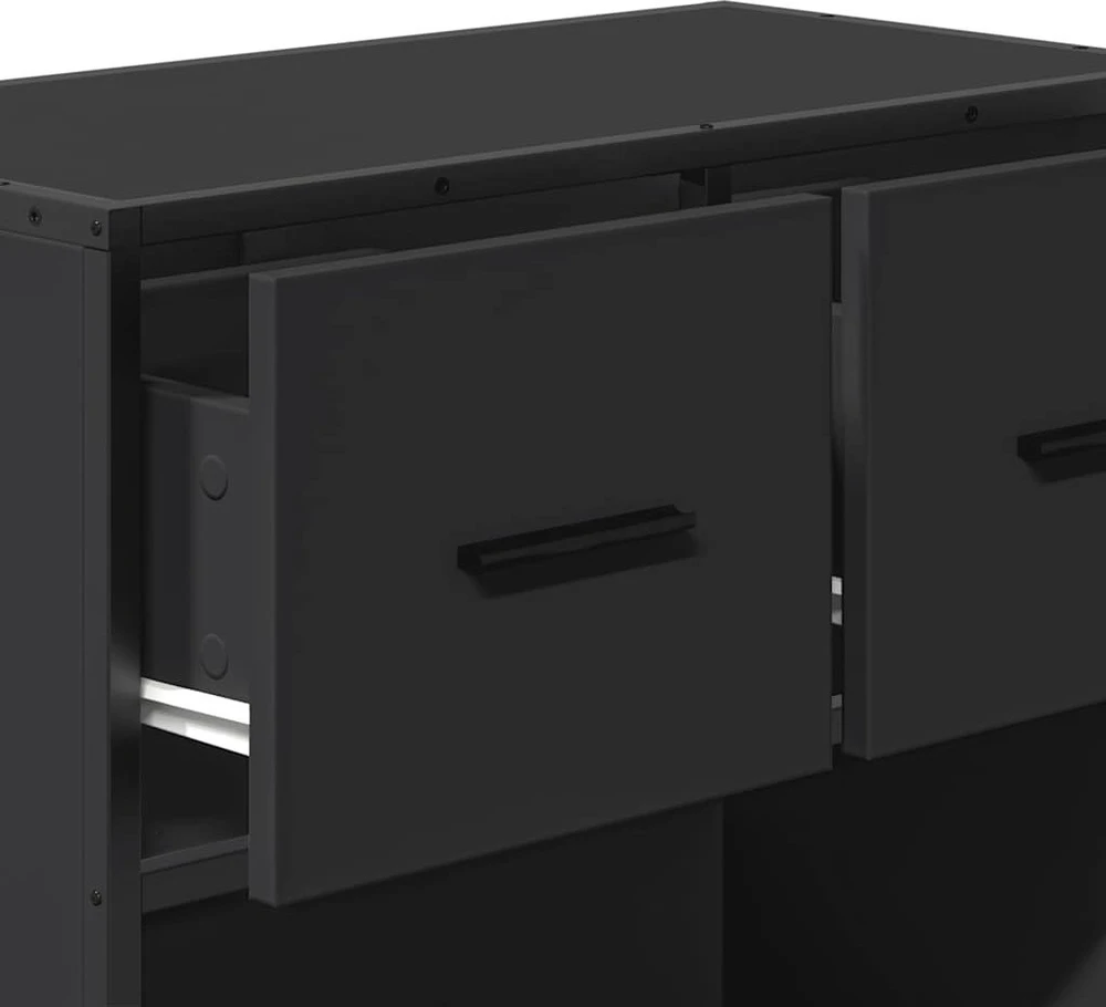naktinė spintelė Juoda 60x31x60 cm Mediena ir metalas