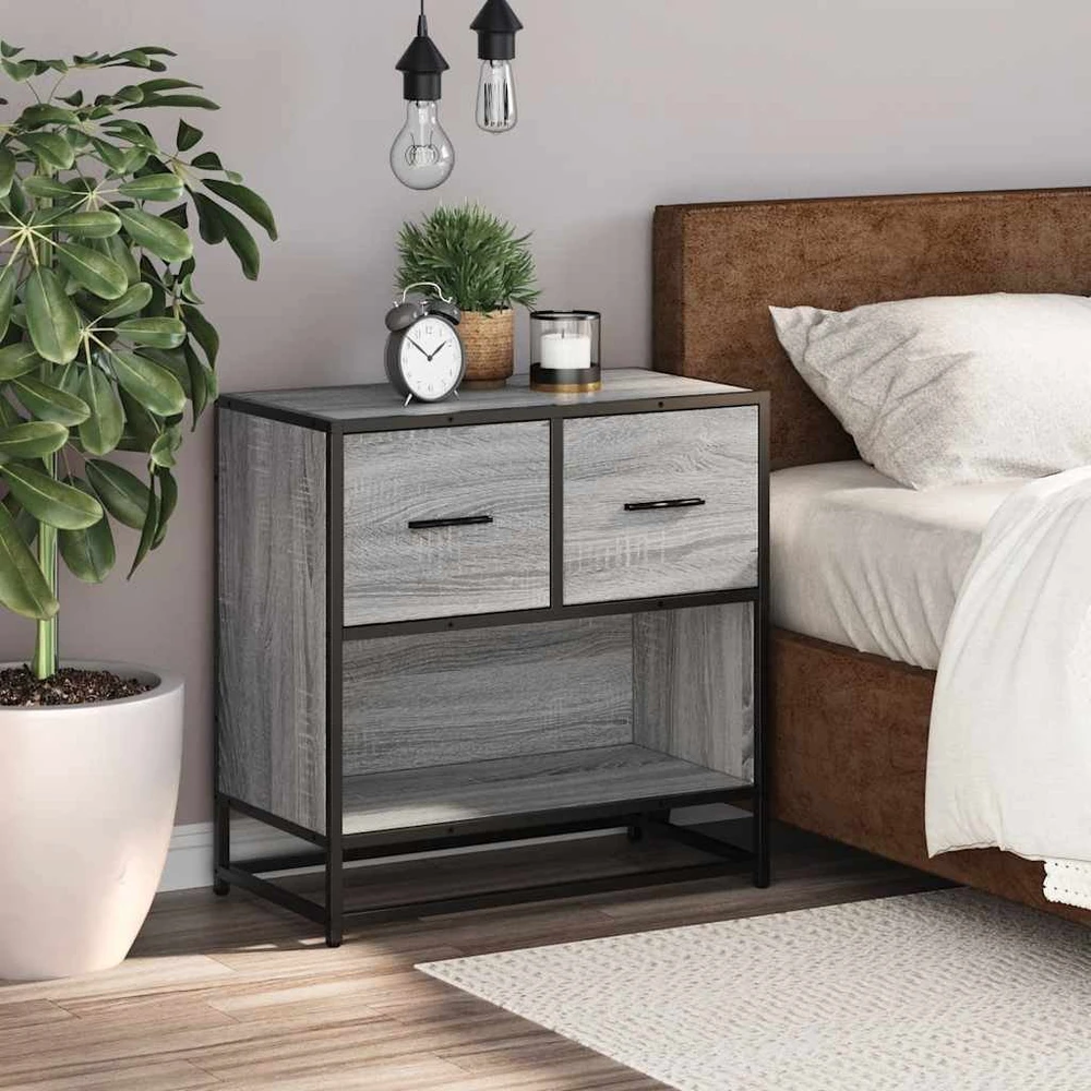 naktinė spintelė Pilka Sonoma 60x31x60 cm Mediena ir metalas
