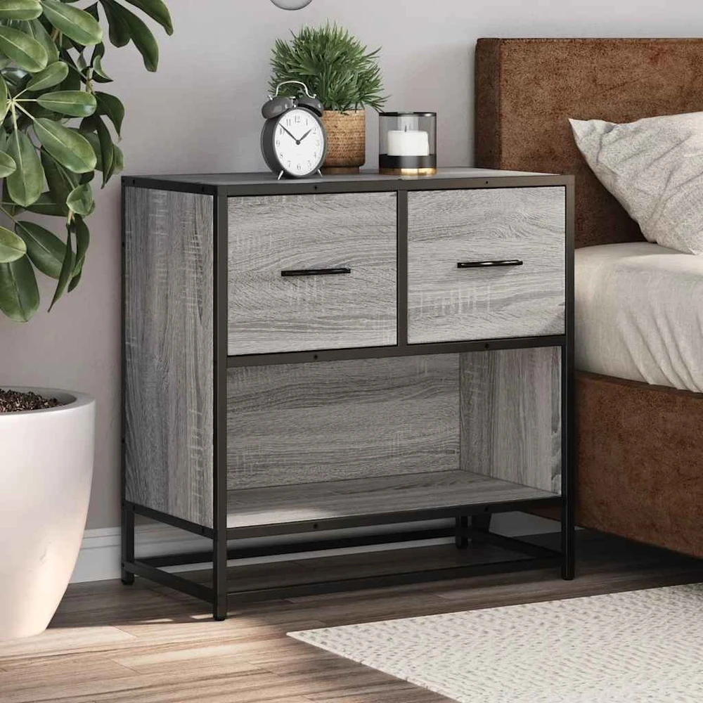 naktinė spintelė Pilka Sonoma 60x31x60 cm Mediena ir metalas