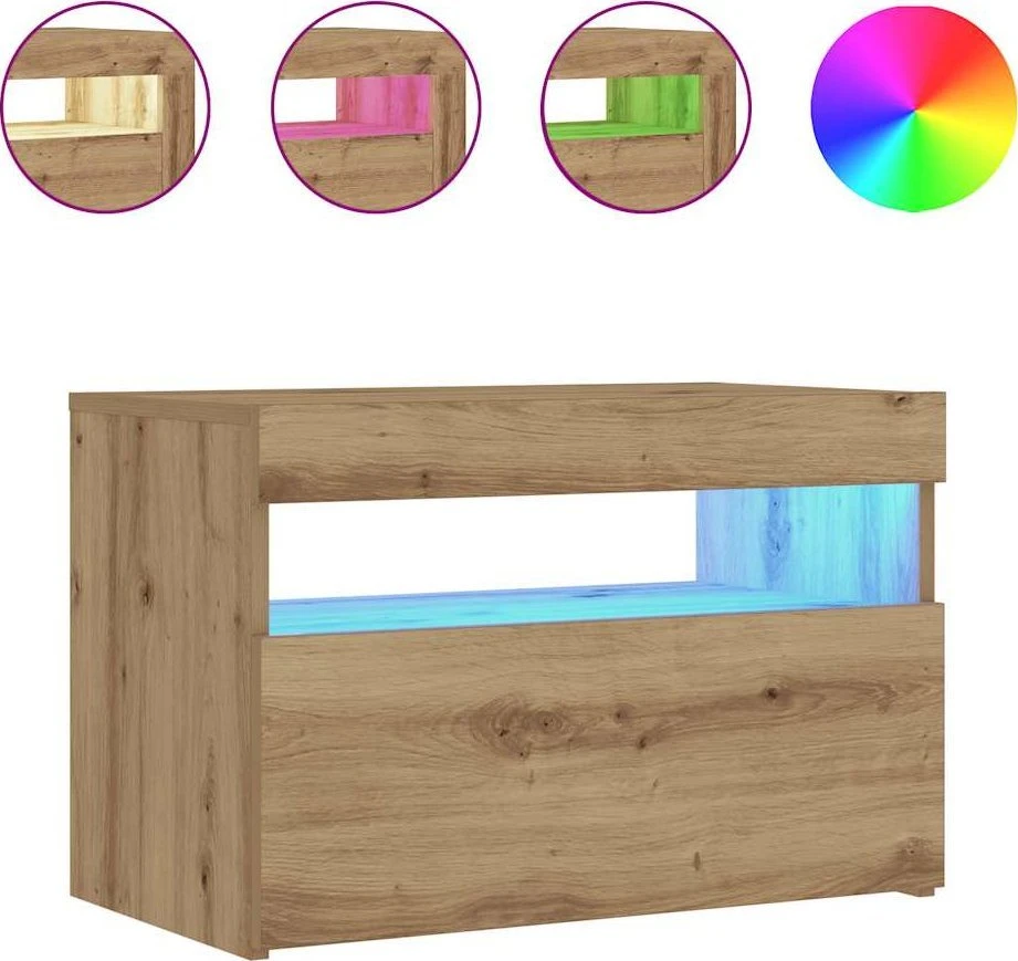 naktinė spintelė su LED lemputėmis Artisan ąžuolas