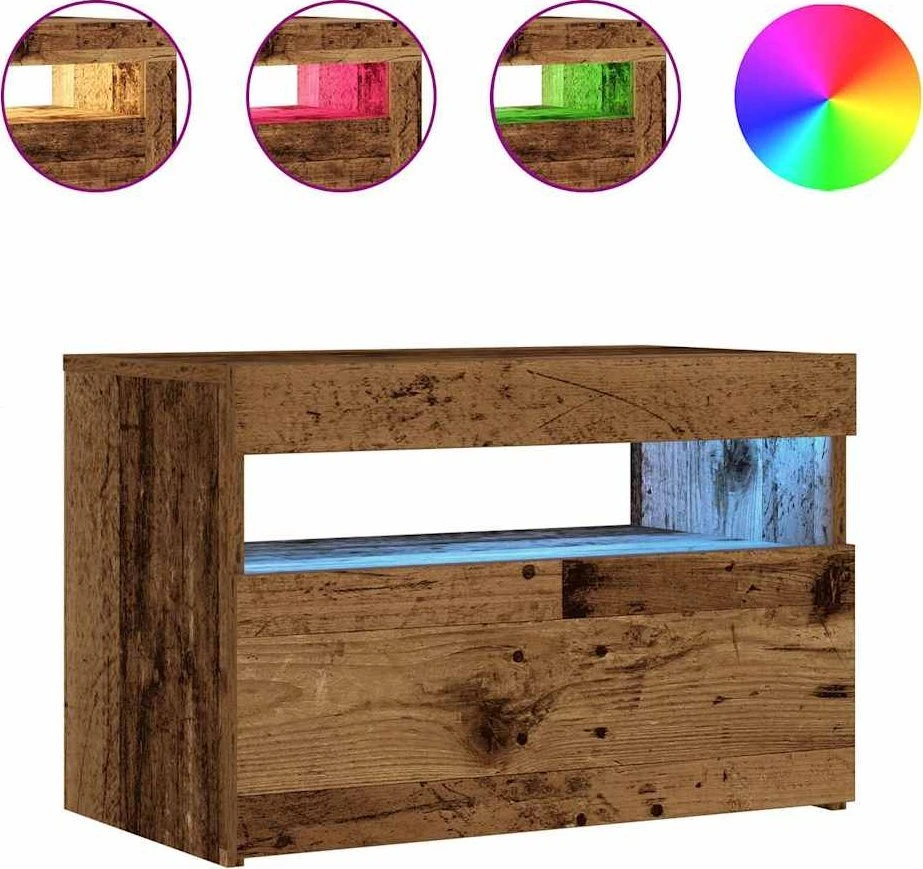 naktinė spintelė su LED lemputėmis Sena mediena 60x35x40 cm