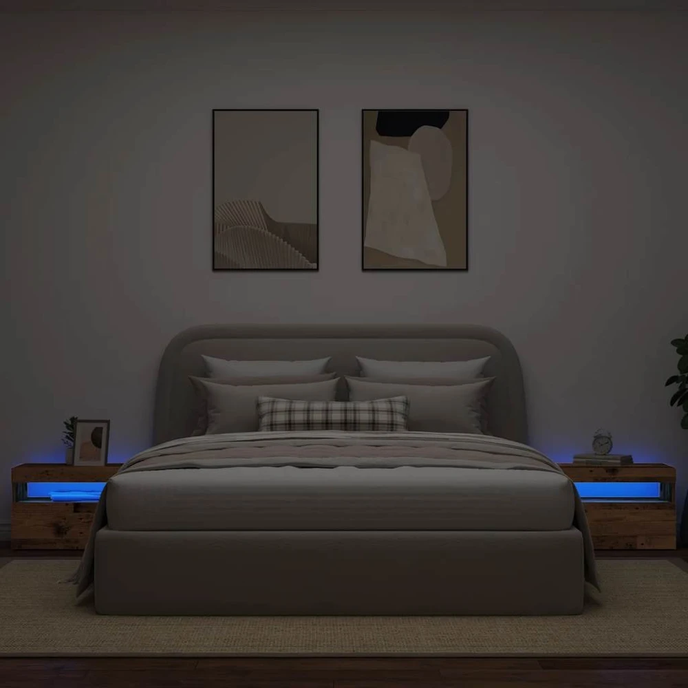 naktinė spintelė su LED lemputėmis Sena mediena 60x35x40 cm