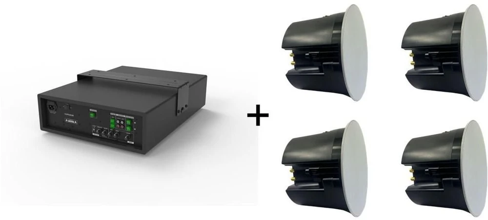 Kompiuterio kolonėlės Namų kino sistema VivoLink Vivolink Audiopack Subwoofer 6.5 + 4 x premium 40W ceiling speakers Juodas Przewodowa 110 W