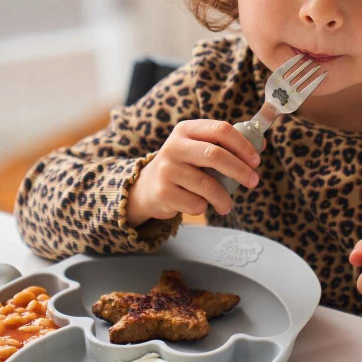Nana`s Manners Silikoninė lėkštė su siurbtuku Pilka Nana's Manners