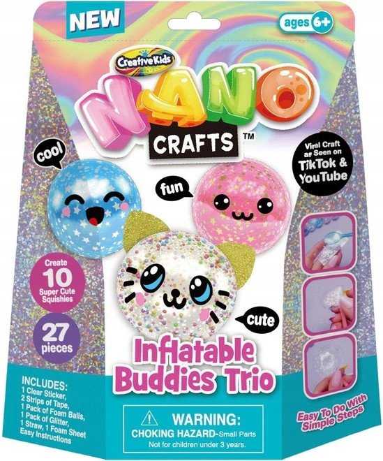 Creative Kids Nano Craft Kūrybinė Juosta "inflatable Buddies Trio" Rinkinys