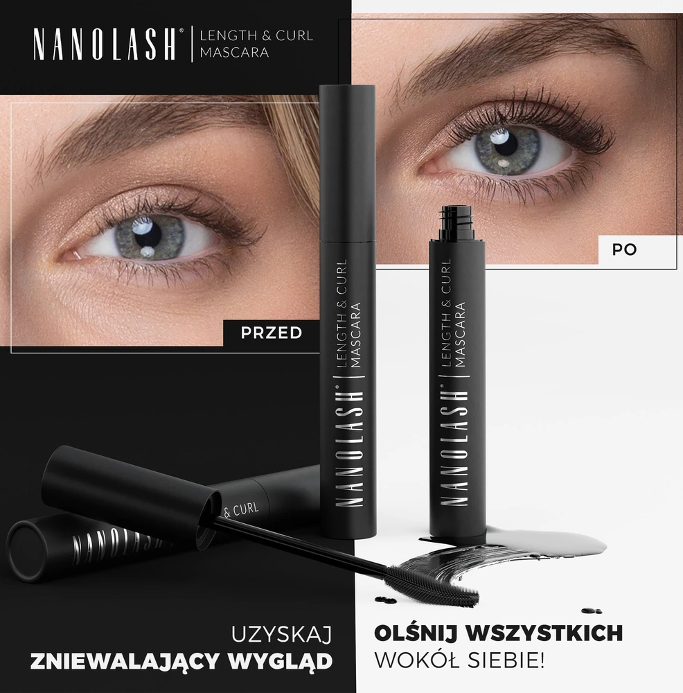 Nanolash Length y Curl Máscara De Pestañas, 10 ml