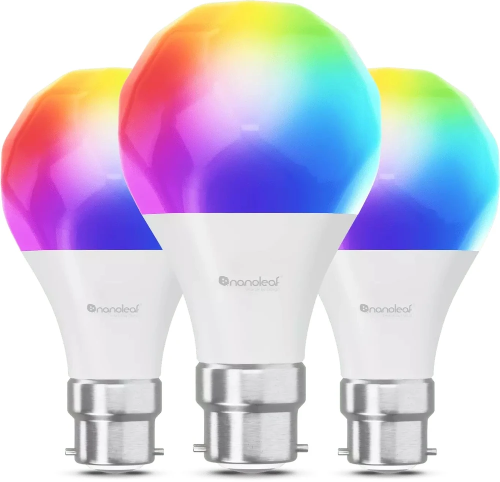 Nanoleaf Essentials Smart A60 lemputė B22 Matter 9W 806Lm RGBCW 2700-6500K, 3vnt pakuotė | Nanolapis | Nanoleaf Essentials Smart A60 lemputė B22 Matter 9W 806Lm RGBCW 2700-6500K, 3vnt pakuotė | B22 | 8,5 W | RGBCW | Bluetooth, siūlai