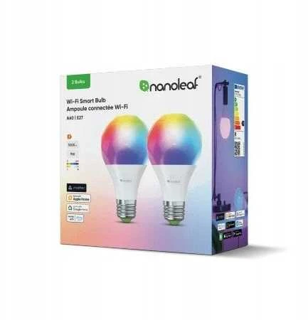 „Nanoleaf Essentials Smart A60“ lemputė „Matter WiFi“ 900 lm, 2700–6500 K, 2 vnt. pakuotė | E27 | 9 W | RGBCW