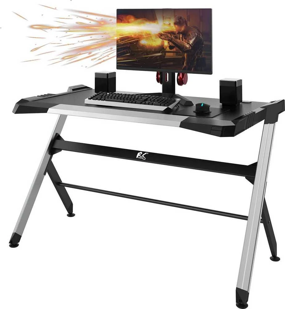 Biurko Žaidimų stalas, juodas, didelis, RGB LED, NanoRS RS150, maks. 50 kg, aukštis 780 mm