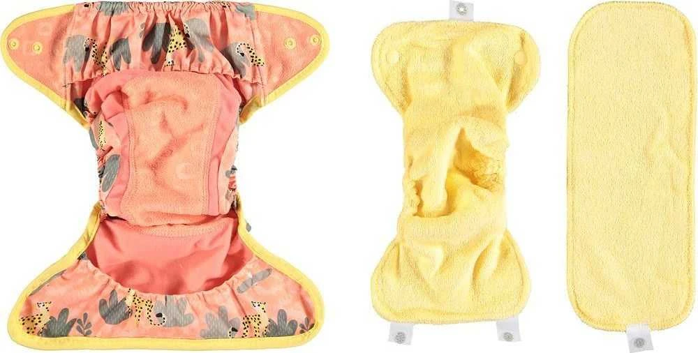 Close Caboo Uždaryti Caboo Cover, daugkartinio naudojimo vystyklai Pop-in AIO Cheetah su spaudėmis 4,5-16 kg, 1 vnt.