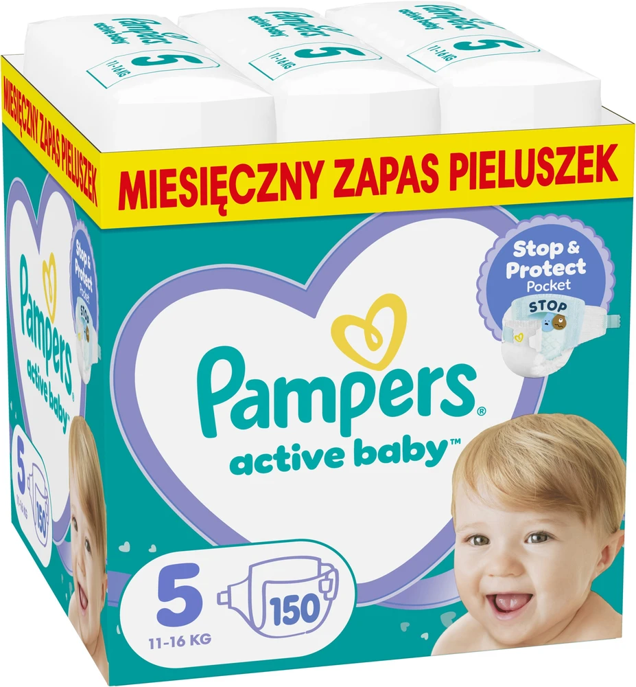 Sauskelnės Pampers Active Baby 5 Dydis, 11-16 kg, 150 vnt.